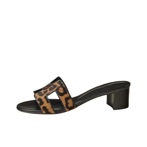 HERMES Oasis Quiet Slide Slippers Women's Brown & Black