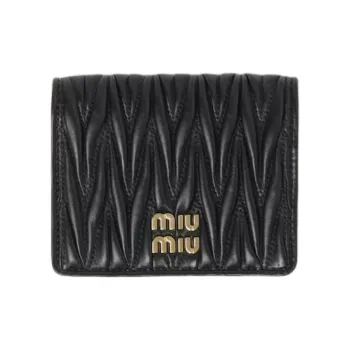 MIU MIU Matelassé Lambskin Wallet Small Size Women's Black