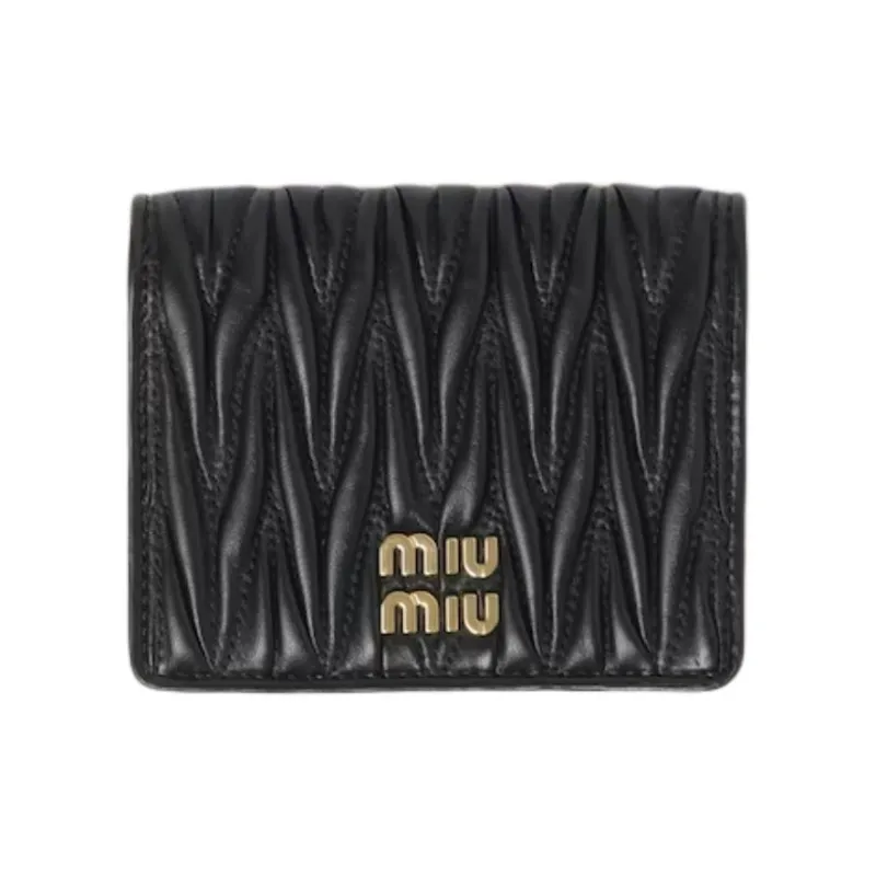 MIU MIU Matelassé Lambskin Wallet Small Size Women's Black-0