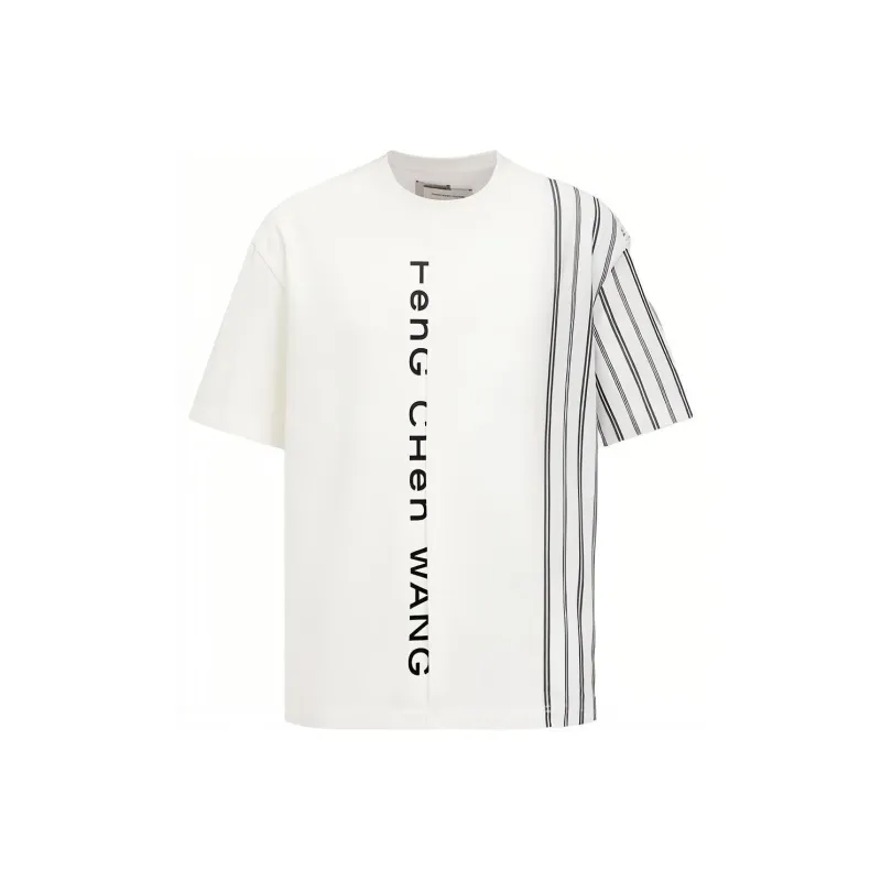 Feng Chen Wang Stitching Series T Shirts Men White-0