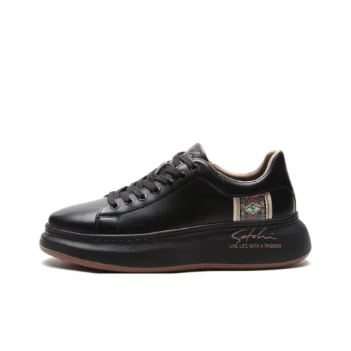 Satchi Slip Resistant Cushioning Wear Resistant Lightweight Height Increasing Low Top Skateboard Shoes Men's Black