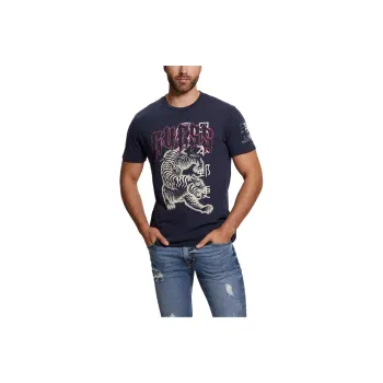 GUESS Embellished Peace Tiger Tee T-Shirt Men's Purple