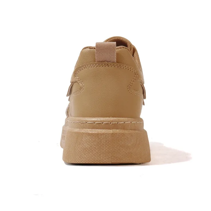 Tonlion Anti Slip Wear Resistant Breathable Height Increasing Low Top Skateboard Shoes Men's Wheat-3