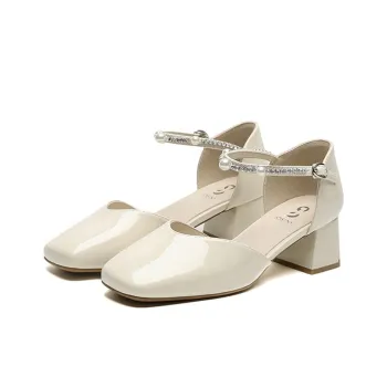 JOSINY Chunky Heel High Heels Women's Ecru