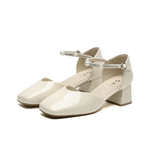 JOSINY Chunky Heel High Heels Women's Ecru