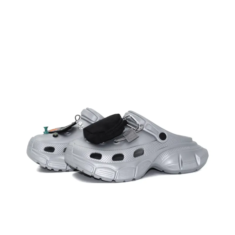 OUBT Urban Techwear, 3D Effect Pocket Design Clogs Unisex Silver-1