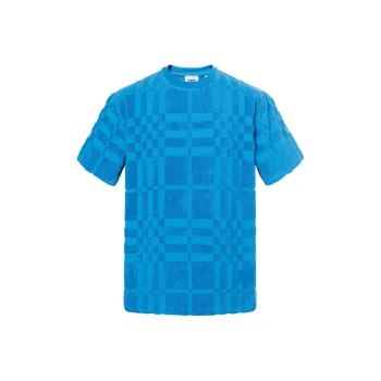 Burberry Willesden Towelling Check T Shirt Blue