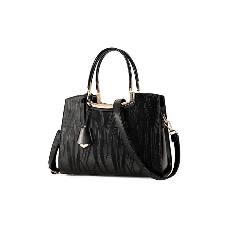 Vigno Synthetic Leather Tote Shoulder Bag Crossbody Bag Handbag Regular Women's Black-2