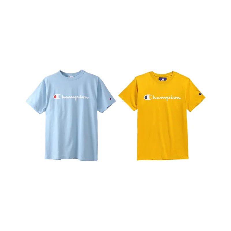 Champion T Shirts Unisex Sky Blue+Gold-0