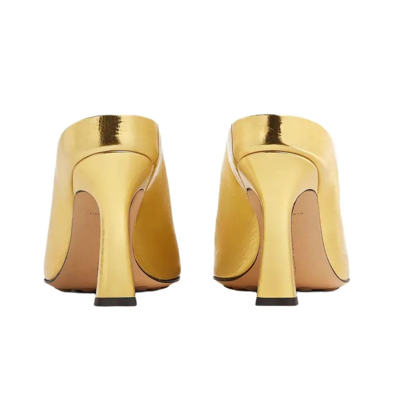 Bottega Veneta Quiet Slide Slippers Women's Gold-5
