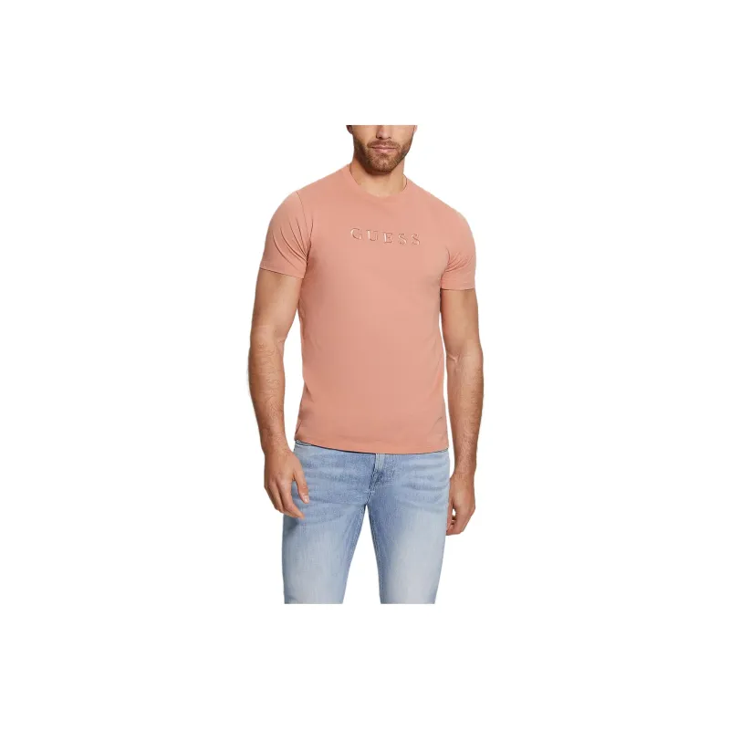 GUESS Embroidered Logo Tee T-Shirt Men's Satin Rose-0