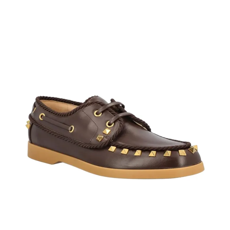 Valentino Garavani Rockstud Lace Up Flat Shoes Women's-2