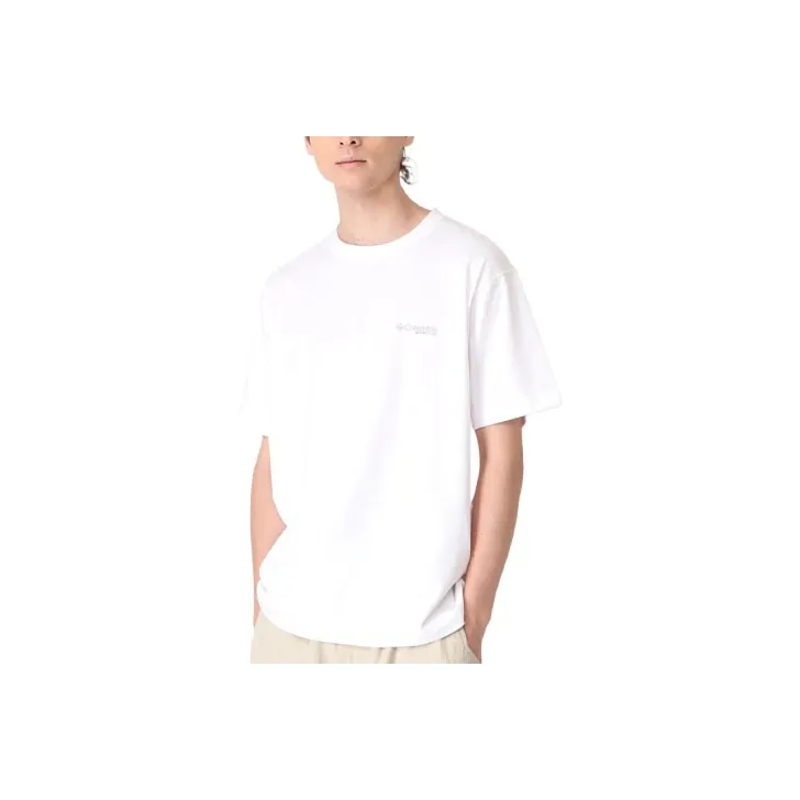 Columbia Crew Neck Fitted Straight Short-Sleeved T-Shirt Men's White-0