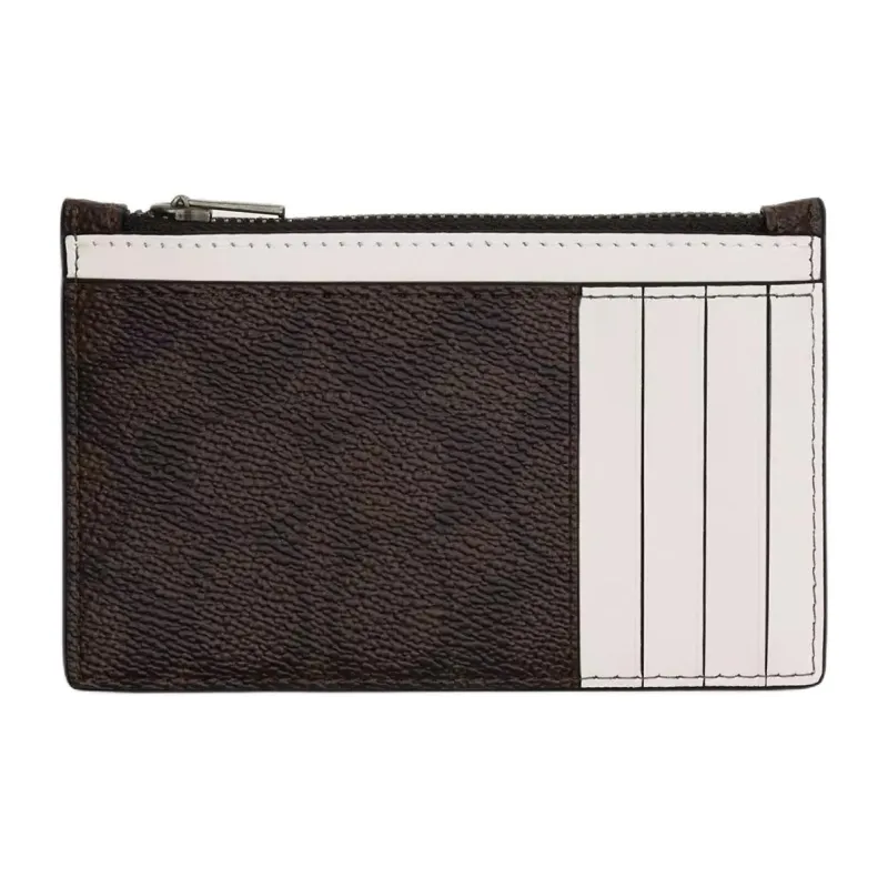 COACH Coated Canvas Card Holder Mini Men's Walnut Wood & Chalk-1