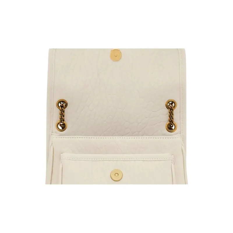 SAINT LAURENT Niki Sheepskin Crossbody Bag, Shoulder Bag Mini Women's Vintage White-5