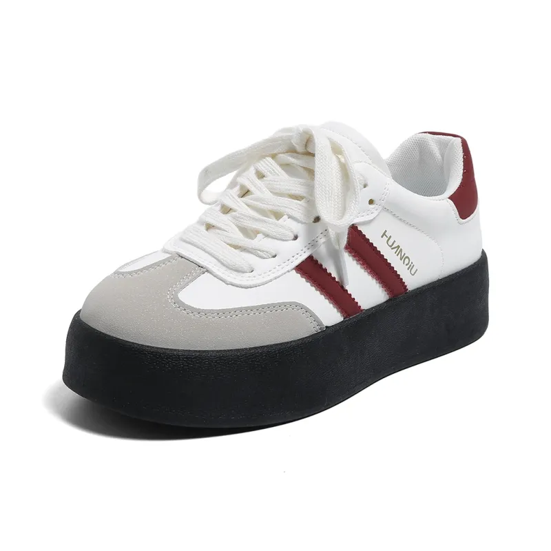 HUANQIU Slip Resistant, Abrasion Resistant, Breathable Low Top Skateboard Shoes Women's Burgundy-2