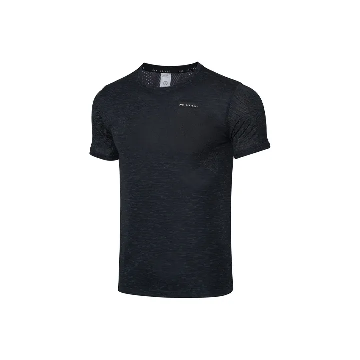 LiNing Running Collection T Shirt Men's Black Thunder Gray-0