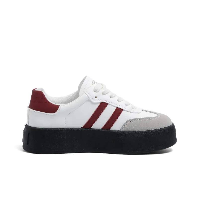 HUANQIU Slip Resistant, Abrasion Resistant, Breathable Low Top Skateboard Shoes Women's Burgundy-1