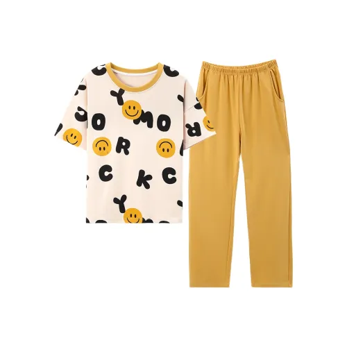 BONAS Pajama Set Women's Alphabet Smiley