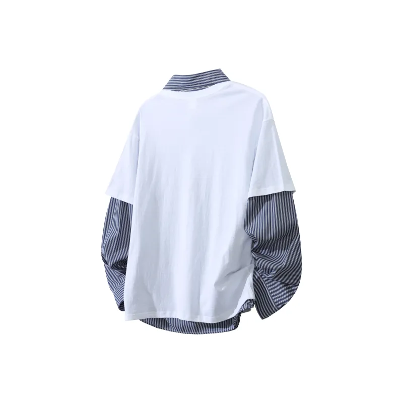 OGEK T Shirt Unisex White Comes With Light Blue Stripes Shirt-3