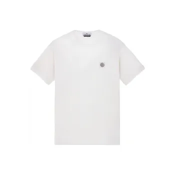STONE ISLAND Organic Cotton Fissato Effect T shirt