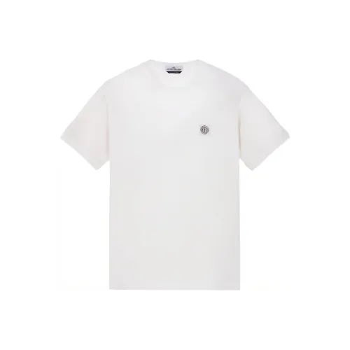 STONE ISLAND Organic Cotton Fissato Effect T shirt