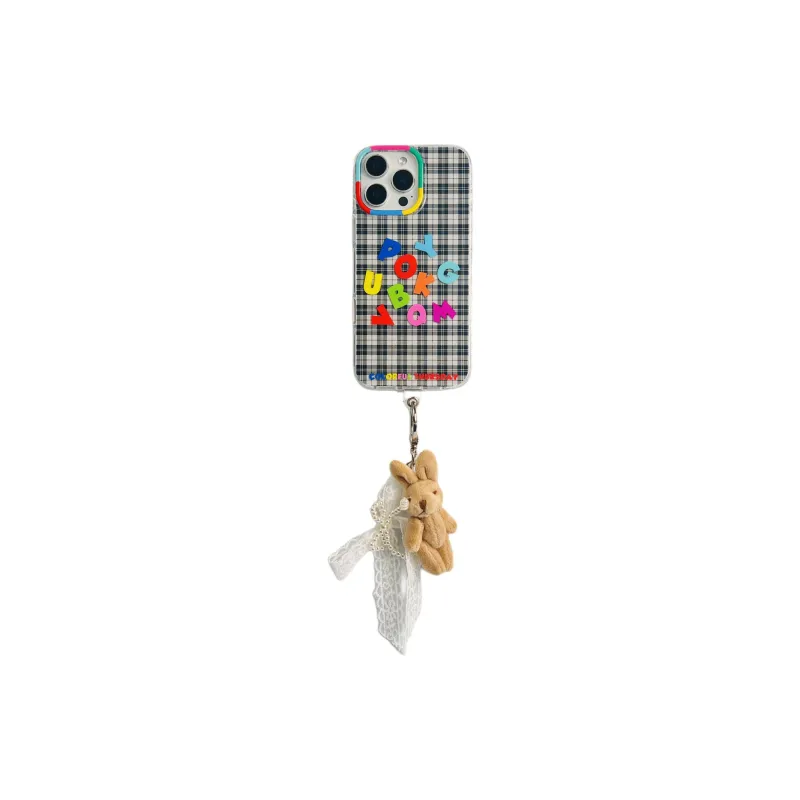 Wei Xin Acrylic Material Black Plaid Multicolor Phone Cases Compatible With IPhone 16/15 Pro Max/Apple 13/14 Pro/Max-5