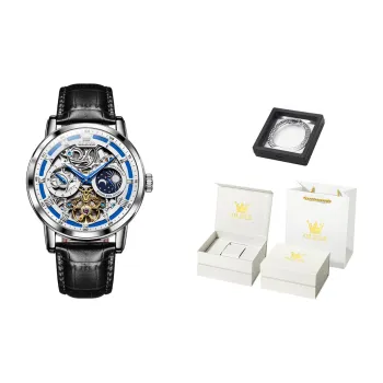 OLEVS Play The Cool Series Mechanical Movement Leather Watch Bands Watch Men's Watches Black Dial