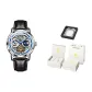 Black Leather Natural Blue Circle Men's Luxury Box