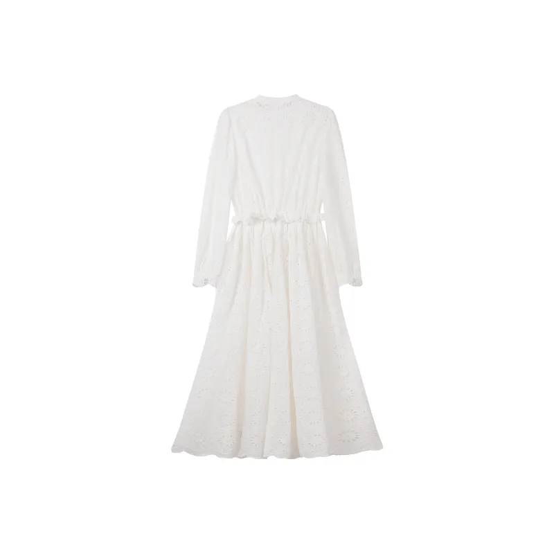 FAIRWHALE Long Sleeved Dress Women's Milkshake White-1