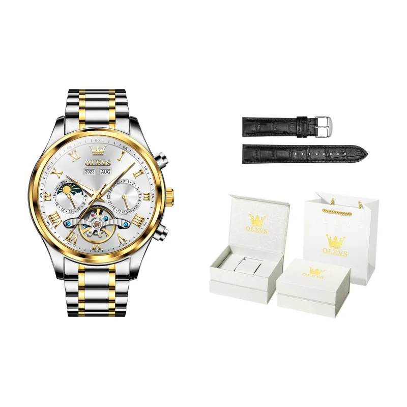 OLEVS Play The Cool Series Automatic Mechanical Movement Stainless Steel Watchband Watch Men's Watches White Dial-15