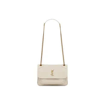 SAINT LAURENT Niki Sheepskin Crossbody Bag, Shoulder Bag Mini Women's Vintage White