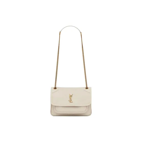 SAINT LAURENT Niki Sheepskin Crossbody Bag, Shoulder Bag Mini Women's Vintage White