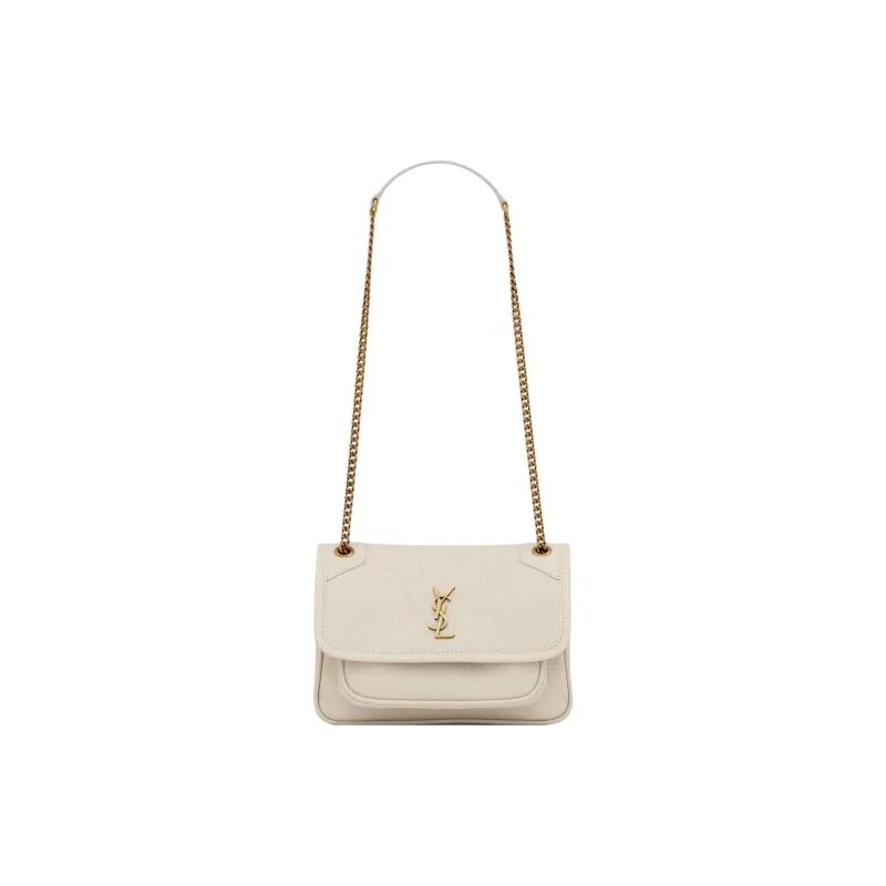 SAINT LAURENT Niki Sheepskin Crossbody Bag, Shoulder Bag Mini Women's Vintage White-0