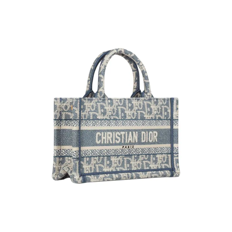 DIOR Cotton Tote Bag, Shopping Bag, Handbag Mini Women's Blue-2