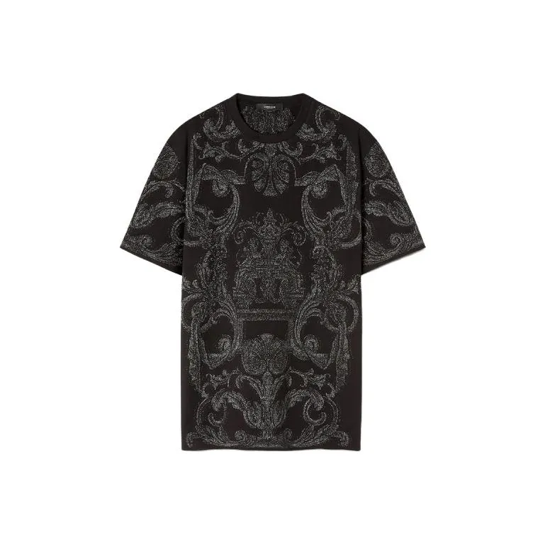 VERSACE Metallic Barocco print T shirt-0