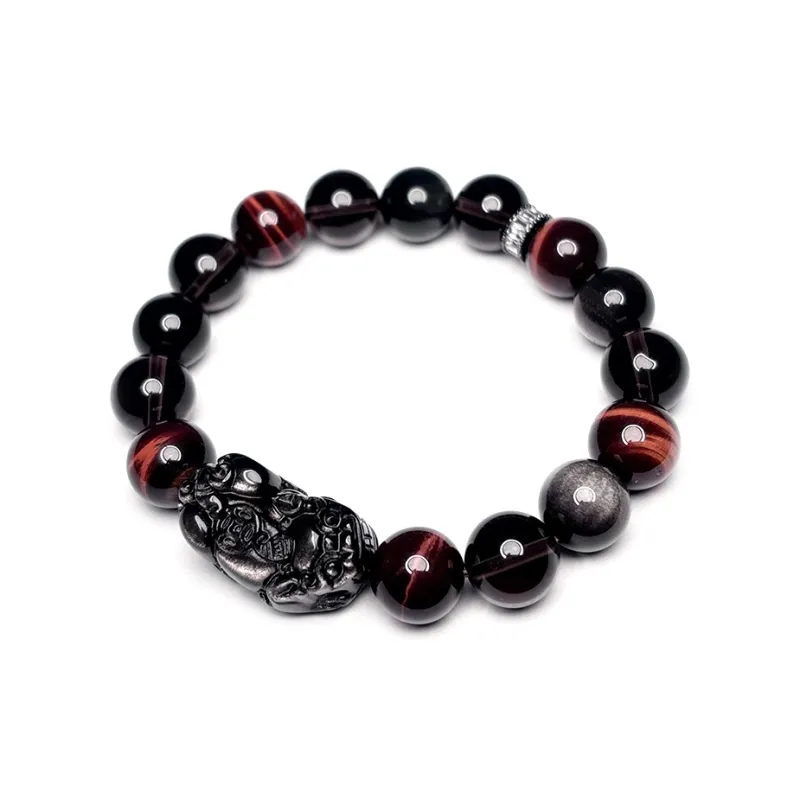 MOUNTAINS AND MANS Obsidian New Chinese Style Luxury Good Luck Beaded Bracelet Men's-4