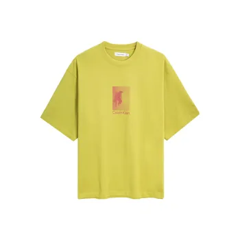CALVIN KLEIN T Shirt Unisex Olive Yellow Green