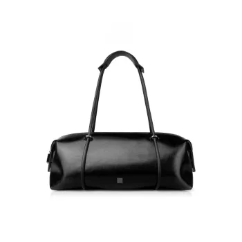 INJOYLIFE Soft Leather Boston Bag, Pillow Bag, Handbag, Shoulder Bag Women's Black