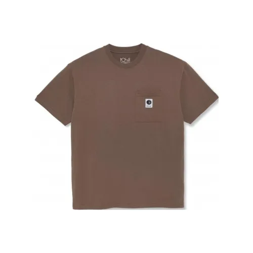 embroidered logo 3 4 sleeves pullover T-Shirts Men Brown