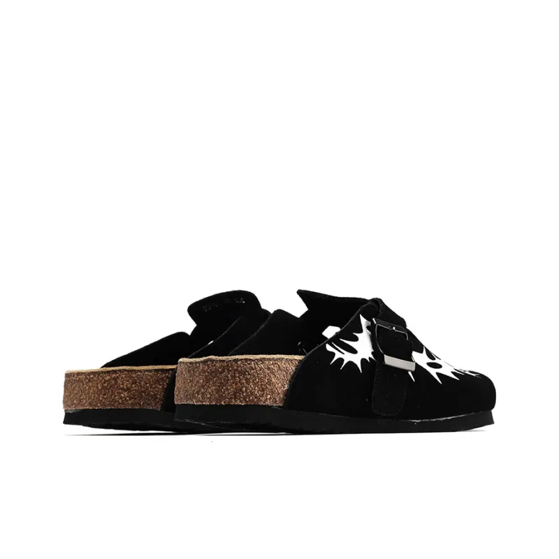 Fang Sanhuo Quiet Slip Resistant Wrap toe Slippers Unisex Black-4