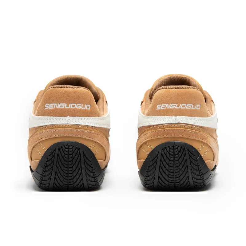 SENGUOGUO Cushioned Slip Resistant Abrasion Resistant Low Top Casual Shoes Unisex Coffee-3