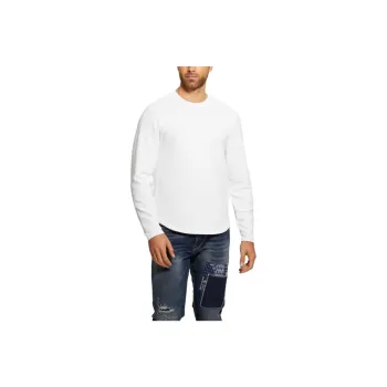 GUESS Textured Long-sleeve Tee T-Shirt Men's Pure White