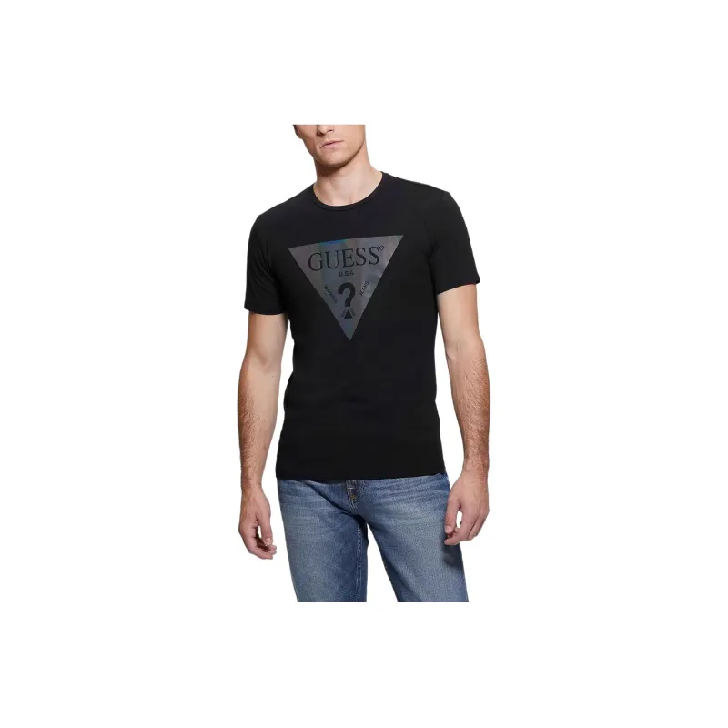 GUESS Iridescent Logo Graphic Tee T-Shirt Men's Black-0