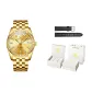 Gold-Tone Steel Band[Luxury Box+Leather Strap]