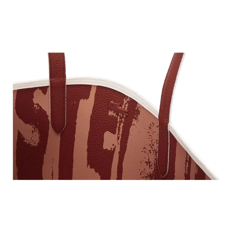 LACOSTE PVC Tote Bag, Shopping Bag, Shoulder Bag Tubas Women's Ecru & Brown-4