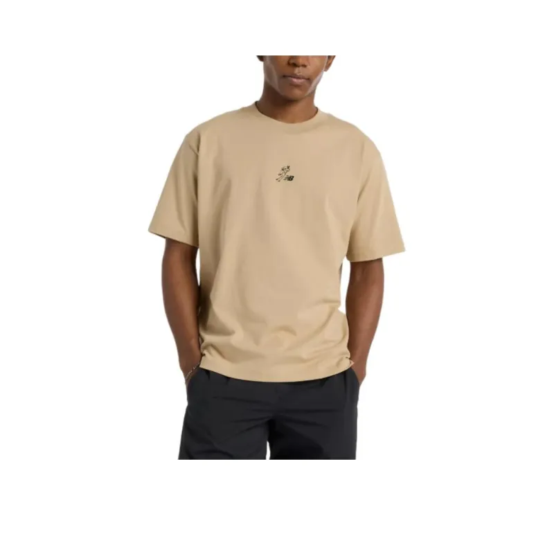 New Balance SS25 Comfortable Crew Neck Short Sleeved Baseball T Shirt Unisex Khaki-2