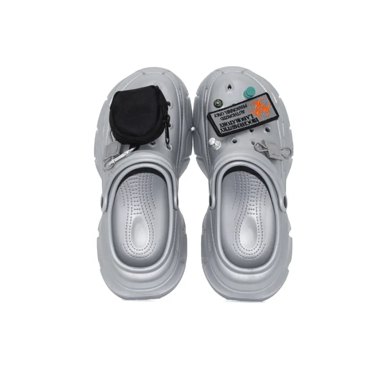 OUBT Urban Techwear, 3D Effect Pocket Design Clogs Unisex Silver-3