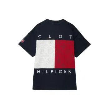 Clot X Tommy Hilfiger CLOT Co branded Model T Shirts Unisex Navy Blue DW5