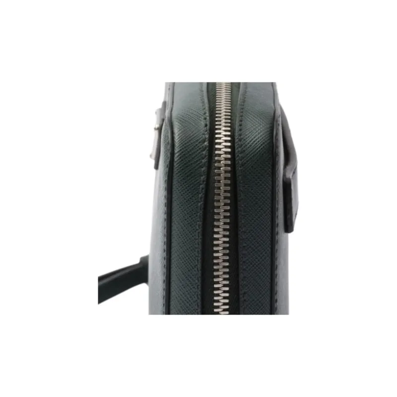 PRADA Saffiano Leather Clutch Men's Emerald Green-5